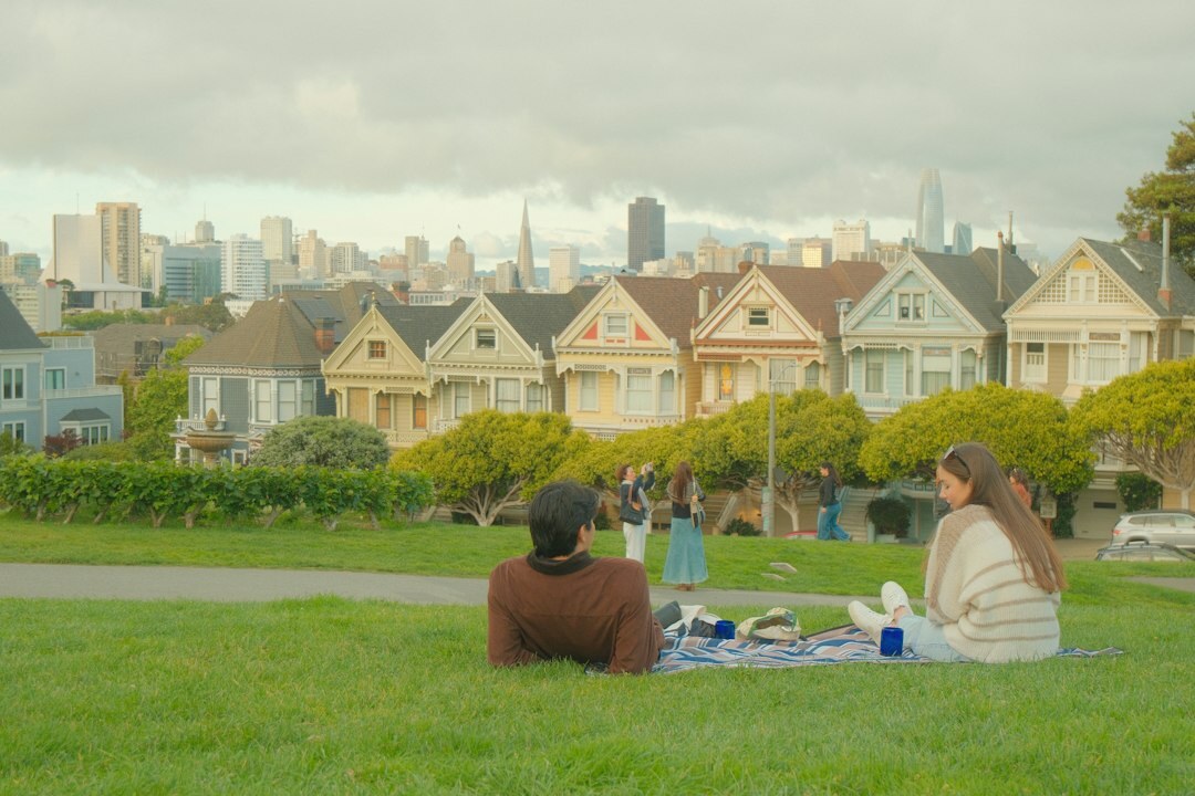 teenagers talking in suburban park